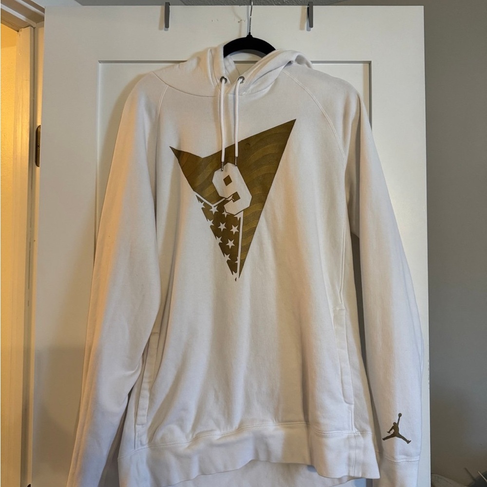 Jordan White Hoodie with Gold Graphic